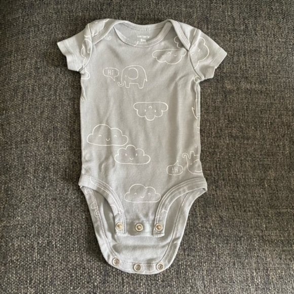 Carter's Grey Elephant Baby Onesie 3M - Picture 4 of 4